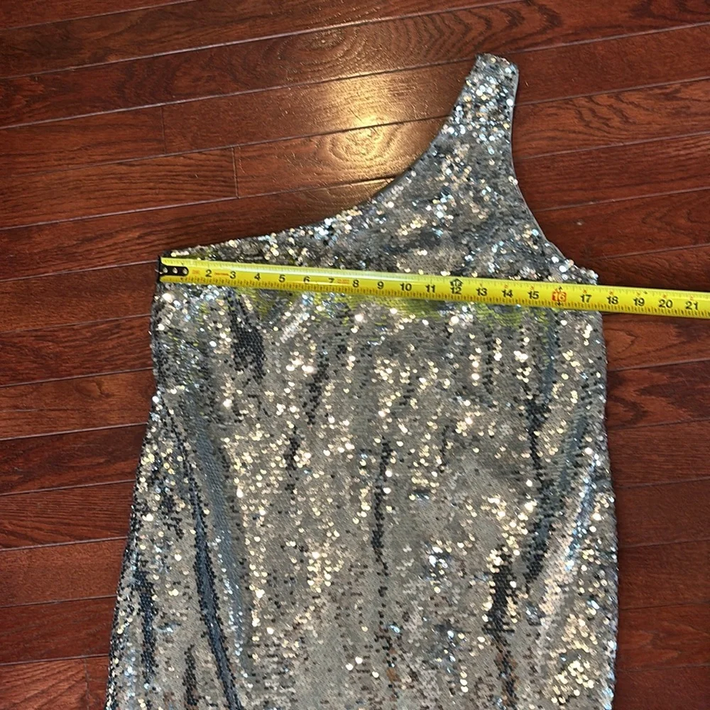 ANTHROPOLOGY /MAUVE sequin one shoulder party dress S Christmas new years - Picture 8 of 8